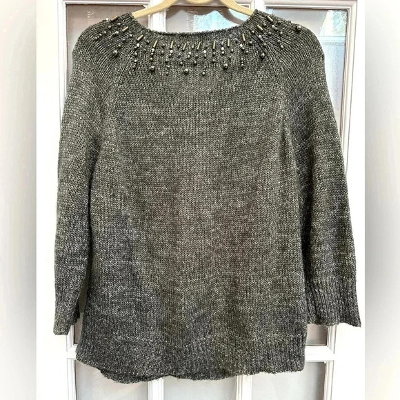 Coldwater Creek Angora Mohair Blend Cardigan Sweater Beaded Size Large 14 / 16 - Picture 7 of 14